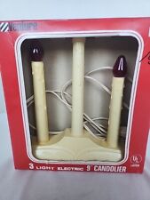 VTG 3 Lights Plastic Dripping Christmas Candelabra Electric Candles Window Decor picture