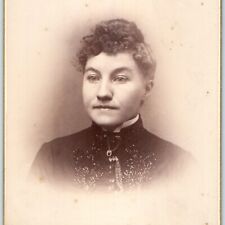 c1880s Warren, ILL Cute Young Lady Gaze Cabinet Card Photo Illinois Alderson B11 picture