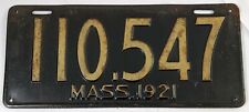 Vintage 1921 Massachusetts Automobile License Plate Number 110.547 Collectible picture