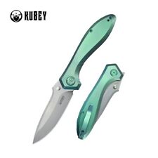 Kubey Ruckus Folding Knife Green Titanium Handle 20CV Drop Point Plain KB314S picture