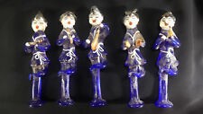 X-RARE Set of 5 Chinese Buddhist Translucent Blue Glass Musicians picture