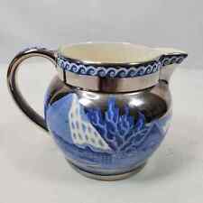 Vintage Wedgwood Fallow Deer Ceramic Pitcher 2.75 Inch Tall Blue Silver picture