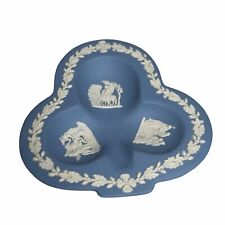 Vintage Wedgwood Blue Jasperware Clover Shape Small Tray Trinket Dish 4.5” picture