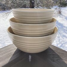 Set of 3 Gibson Nesting Mixing Bowls Everyday Line 4 Ring Tan Speckled Ceramic picture