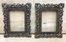 PICTURE PHOTO FRAMES 2 Antique Brass Tone Scroll 4X5