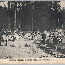 c1900s Vancouver, BC, Canada English Beach Second Bay PC Swimming Crowd Kid A191 picture