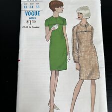 Vintage 1960s Vogue 6836 Mod Jewel Neckline Dress Sewing Pattern 14 XS UNCUT picture