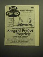 1958 Urania Records Ad - Barbara Cook sings Songs of Perfect Propriety picture