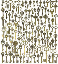 125Pcs/Set Antique Vintage Old Look Bronze Skeleton Keys Fancy Heart Bow Pendan picture