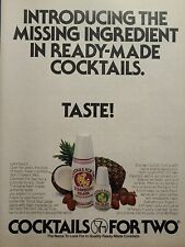 Vintage Print Ad 1980 Cocktails For Two Ready-Made Drinks Bar Decor **See Descr* picture