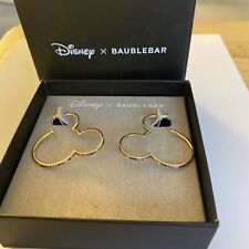Disney x BAUBLEBAR Mickey Mouse Outline Hoop Earrings Gold Rainbow Crystal NEW picture