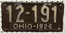 1926 Ohio OH License Plate Tag 12-191 All Original 6x12 **FREE SHIPPING** picture