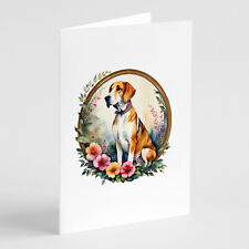 English Foxhound Flowers Greeting Cards Envelopes Pack of 8 DAC2131GCA7P picture