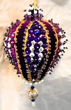 Vintage Walco Ribbon Pear Bead Sequin Christmas Ornament Empress B3403 Handmade picture