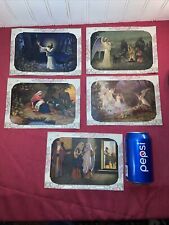 Vtg 1930-40’s Lot 5 Double Sided Jesus Bible Stories Angels Calendar Prints picture