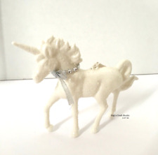 Holiday Time Sparkly White-Silver  UNICORN Christmas Ornament H-4 1/2