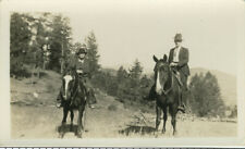Vintage Equestrian Photograph of Older Couple on Horses Late 1930s picture
