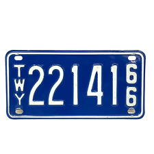 1966 New York State Thruway License Plate Blue NY 66 TWY 22141 Expired picture