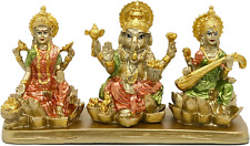 Hindu Lakshmi Ganesha Saraswati Statue - Laxmi Ganesh Idol for Car Dashboard Dec picture