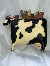 Williraye Studio Vintage Holstein Large Cow Figurine with Cats Birds Farm picture