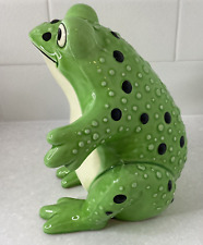 Schmid Bros Georges Briard Sitting Ceramic Vintage Green Frog Black Spots Figure picture