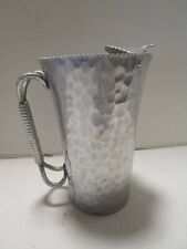 Vintage KEYSTONE WARE HAMMERED ALUMINUM PITCHER w/lip stopper 1950’S # 611 10” T picture
