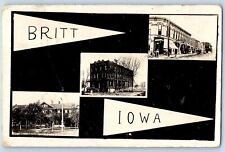 Britt Iowa IA Postcard RPPC Photo Pennant Multiview 1915 Posted Antique picture