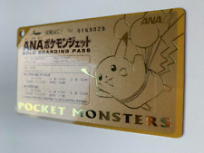 Pikachu Japanese ANA Pokemon Card Jet Promo Gold Boarding Pass 1998 picture