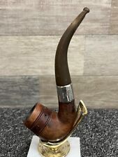 Manhattan Tobacco Smoking Pipe Wooden w/ Silver Band ~ Vintage picture