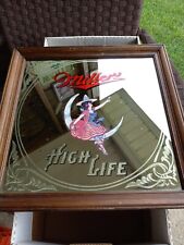Vintage Miller High Life Mirror~Woman On Half Moon~1980 picture