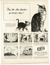 1939 Sanka Coffee cat kitten cartoon comic art Vintage Print Ad picture