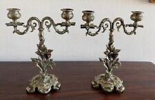 Gorgeous Pair Of Ornate Brass Vintage/antique  Brass Candelabra - Italy picture