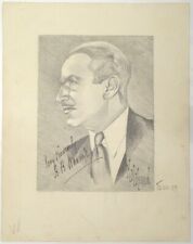 1939 English Actor H.B. Warner Signed Original Pencil Portrait picture
