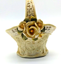Vintage Bone China Floral Bouquet Easter Basket Ceramic-Porcelain Small -Unique picture