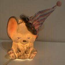 Vintage Bisque Ceramic Sleeping Mouse Nursery Night Light 6.5” picture