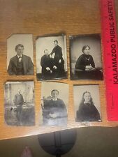 Original Old Vintage Antique Tin Type Metal Photo Pictures-lot Of 6 picture
