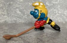 ICE HOCKEY SMURF w/ Stick & Puck 2” Vintage Figurine 1978 Hong Kong NICE picture