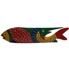 Vintage Hand Carved Coy Fish Mexican Folk Art 16