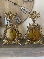 2 Antique Gold Glass Perfume Cherub Bottle Ormolu Matson Hollywood Regency picture