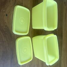 Vintage Tupperware Yellow Rectangle Lids 1243 7 For Storage Containers Set Of 2 picture