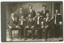Antique Circa 1880s Cabinet Card Herman Handsome Men Mustache & Boys Calumet, MI picture