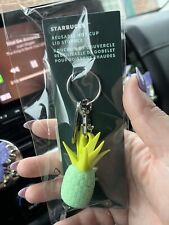 STARBUCKS KEYCHAIN REUSABLE HOT CUP LID STOPPER PINEAPPLE SUMMER 2024 NEW picture