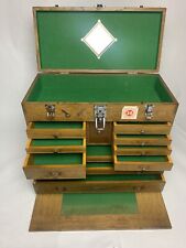 Vintage H. Gerstner & Son 11 Drawers Wood Machinist Chest Tool Box With Key picture