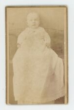 Antique CDV Circa 1870s Spooky Looking Baby in Long White Dress Young Mattoon IL picture