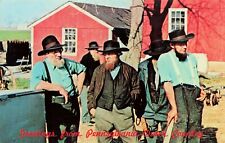 Postcard Amish Men At Public Sale Of Farm Equiptment Bird-In-Hand PA picture