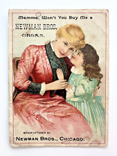 NEWMAN BROTHERS ORGAN CHICAGO, IL VICTORIAN TRADING CARD, MOTHER & CHILD SECRET picture