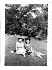 TWO BEAUTIFUL LADIES ON GRASS,CALUMET,MICHIGAN,1939.VTG 3.5