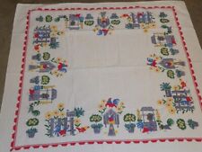 Vintage 1940s Rare HTF Startex Starmont Rooster US Mailbox Sunflowers Tablecloth picture