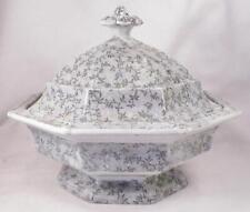 Spray Tureen Black Transferware Ironstone JWP & Co with Lid 1852 Antique picture