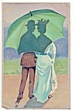  A/S Couple Walking Silhouette Umbrella Parasol Period Clothing  P.U.1908 (Z58A) picture